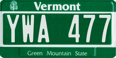 VT license plate YWA477