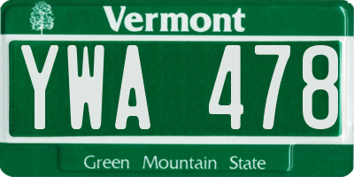 VT license plate YWA478