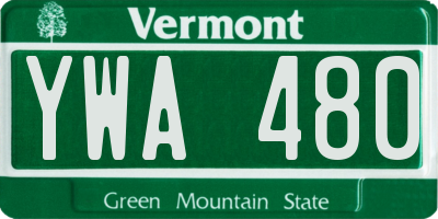 VT license plate YWA480