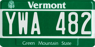 VT license plate YWA482