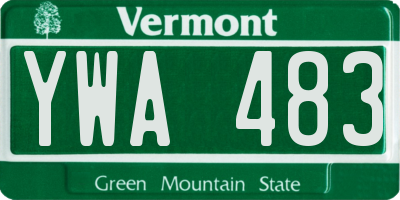 VT license plate YWA483