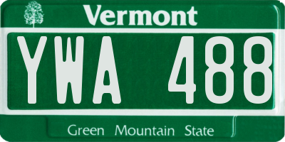 VT license plate YWA488