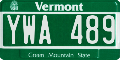VT license plate YWA489