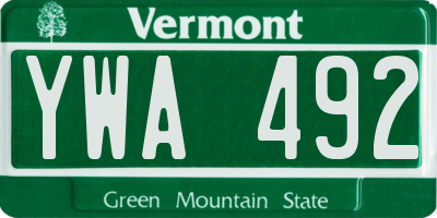 VT license plate YWA492