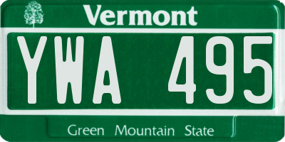 VT license plate YWA495