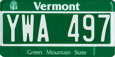 VT license plate YWA497