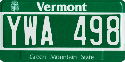 VT license plate YWA498