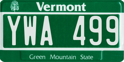 VT license plate YWA499