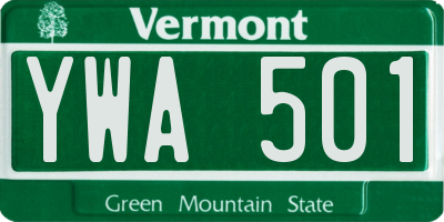 VT license plate YWA501