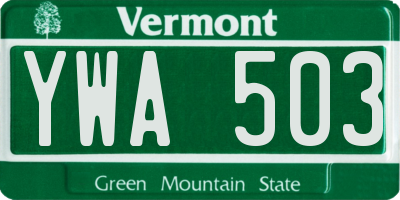 VT license plate YWA503