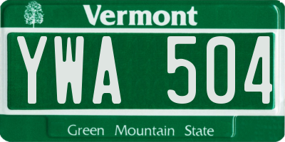 VT license plate YWA504