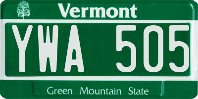 VT license plate YWA505