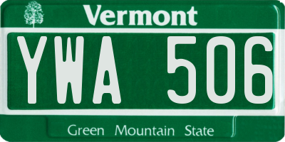VT license plate YWA506