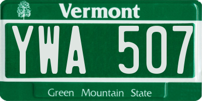 VT license plate YWA507