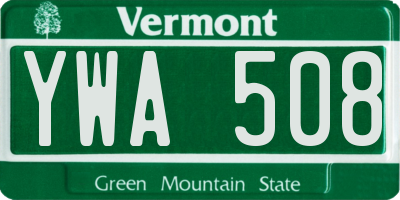 VT license plate YWA508