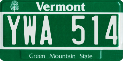 VT license plate YWA514