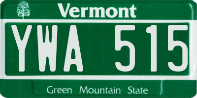 VT license plate YWA515