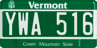 VT license plate YWA516