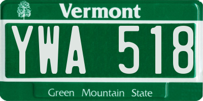 VT license plate YWA518