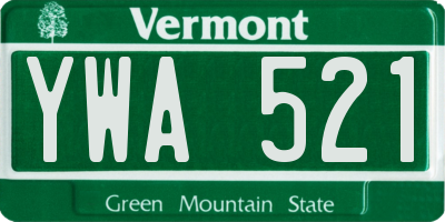 VT license plate YWA521