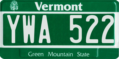 VT license plate YWA522