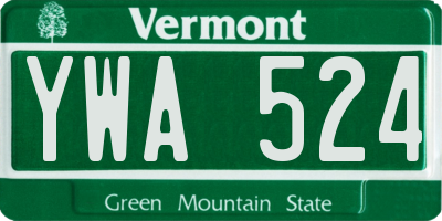 VT license plate YWA524