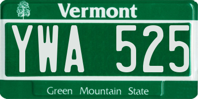 VT license plate YWA525