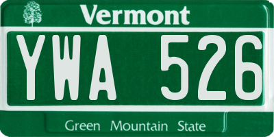 VT license plate YWA526