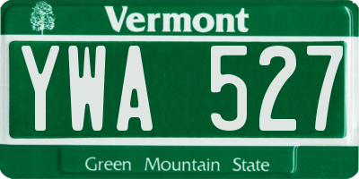VT license plate YWA527