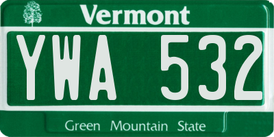 VT license plate YWA532