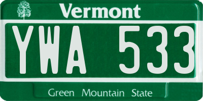 VT license plate YWA533