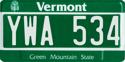 VT license plate YWA534