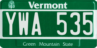 VT license plate YWA535