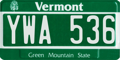 VT license plate YWA536