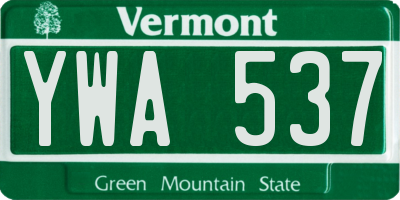 VT license plate YWA537