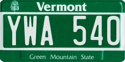 VT license plate YWA540