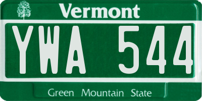 VT license plate YWA544