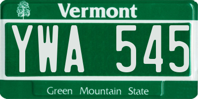 VT license plate YWA545