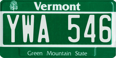 VT license plate YWA546