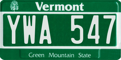 VT license plate YWA547
