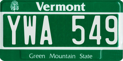 VT license plate YWA549