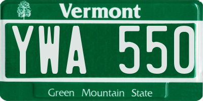 VT license plate YWA550