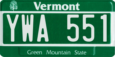 VT license plate YWA551