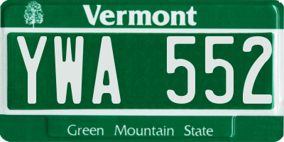 VT license plate YWA552