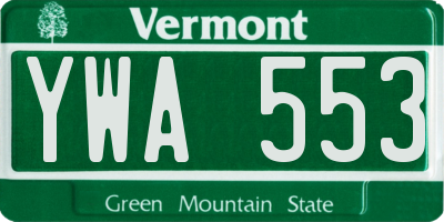 VT license plate YWA553