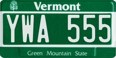 VT license plate YWA555