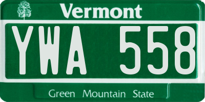 VT license plate YWA558