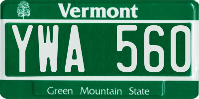 VT license plate YWA560