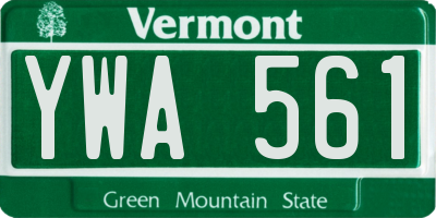 VT license plate YWA561