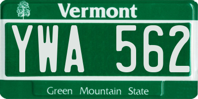 VT license plate YWA562